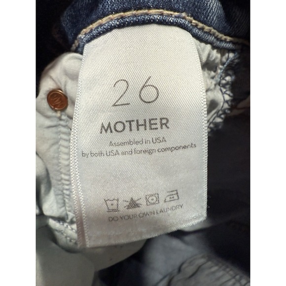 Mother The Insider Crop Step Chew in Dancing on Coals Distressed Blue Jeans Sz26 - Picture 7 of 11